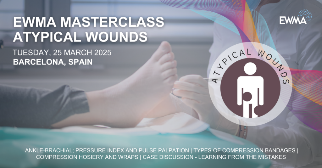 Banner including information about EWMA Masterclass on atypical wounds